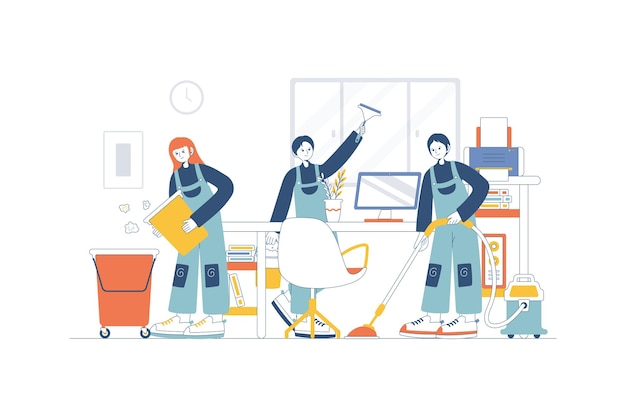 Kolorowe ilustracje usługi czyszczenia płaskich