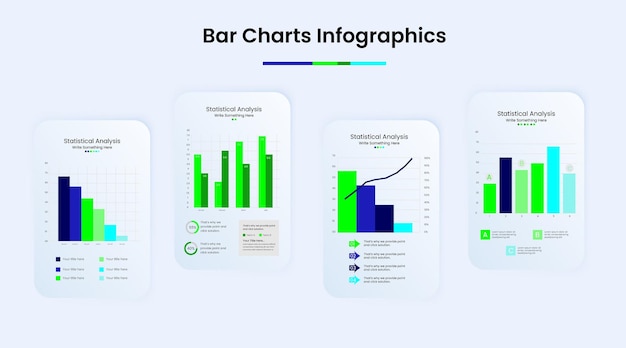 Plik wektorowy kolorowe infografiki wykresów słupkowych