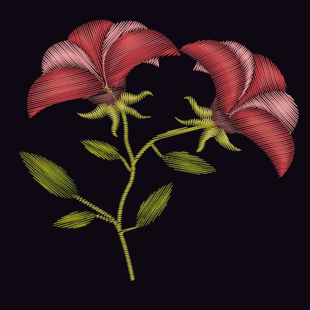 Kolorowe Kwiaty Haftu Poinsettia