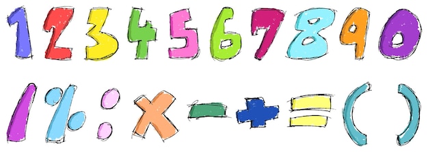 Kolorowe liczby i znaki matematyczne