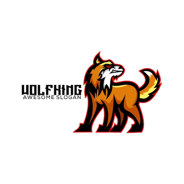 Kolorowe logo maskotki wilka