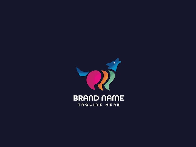 Kolorowe logo wilka na czarnym tle