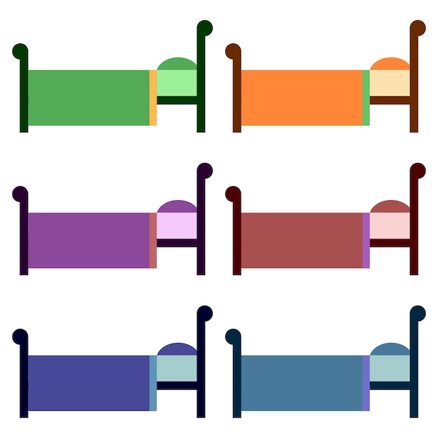 Plik wektorowy kolorowe łóżko elementu ikona gry aktywów płaskich ilustracji