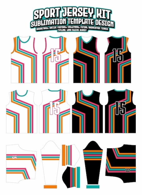 Plik wektorowy kolorowe paski ostrogi jersey design szablon wzoru odzieży sportowej