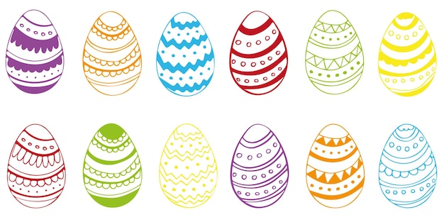 Plik wektorowy kolorowe pisanki zestaw ręcznych ilustracji drvector jaj z innym ornamentem z uszami królika