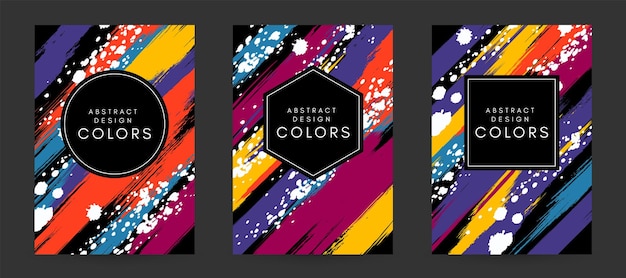 Plik wektorowy kolorowe plakaty artystyczne z elementami dekoracyjnymi rozbryzgów farby