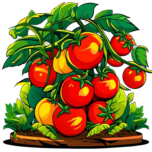 Plik wektorowy kolorowe pomidory rosną na wewnętrznym drzewie rolniczym ilustracja wektorowa