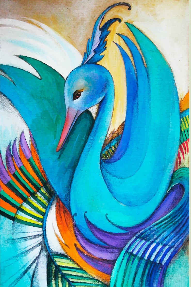 Wektor kolorowe ręcznie rysowane ilustracji łabędź