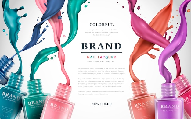 Kolorowe reklamy lakierów do paznokci