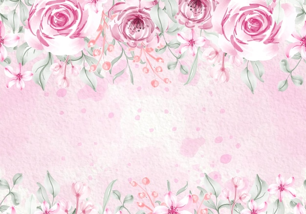 Kolorowe Różowe Pastelowe Fioletowe Karty Zieleni Z Ilustracją Ramki Dzikich Kwiatów