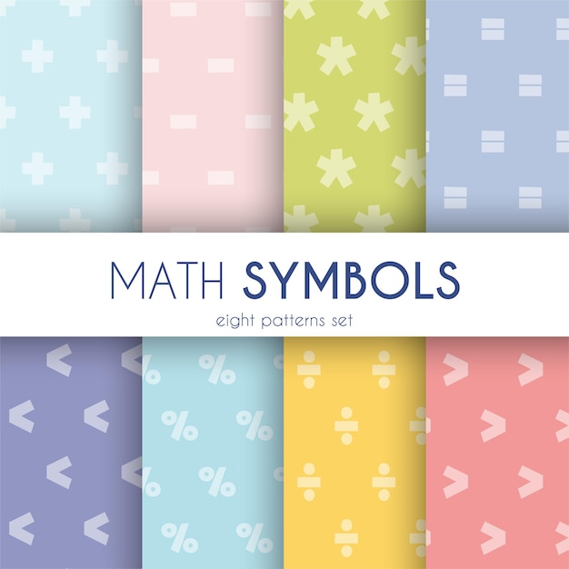 Kolorowe Symbole Matematyczne Osiem Wzorów Zestaw Ilustracji Wektorowych