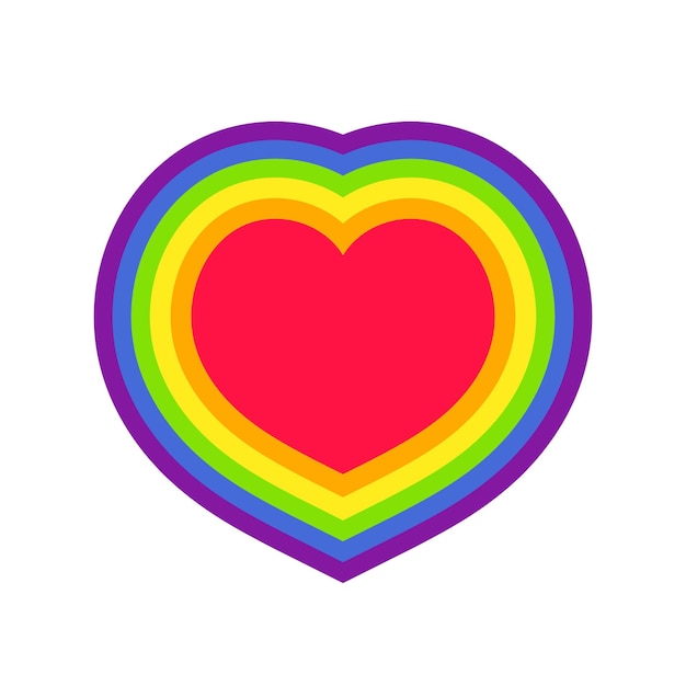 Kolorowe tęcza serce dumy LGBTQ kolory flagi symbol lesbijki gejów biseksualnych transseksualistów i kwestionowania Wektor 10 eps
