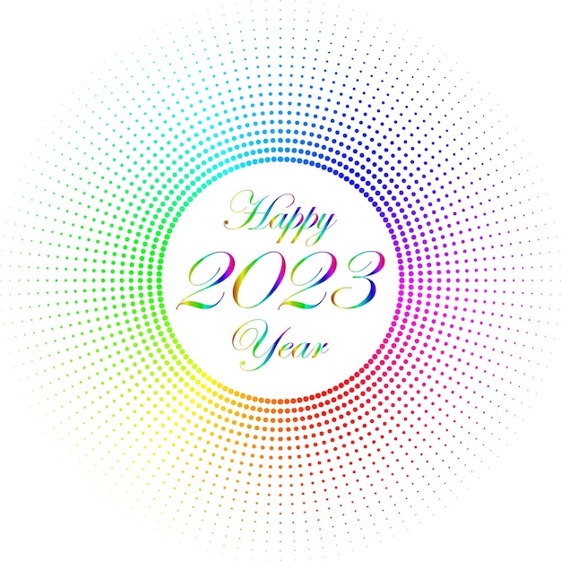 kolorowe tło nowy rok 2023 na białym tle