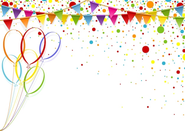 Plik wektorowy kolorowe tło uroczystości z balonami i konfetti