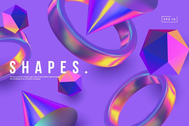 Kolorowe tło z cimple gemotricshapes. Opalizujący gradient.