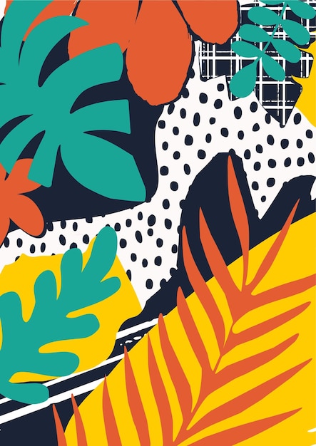 Kolorowe Tropikalne Liście Plakat Tło Wektor Ilustracja