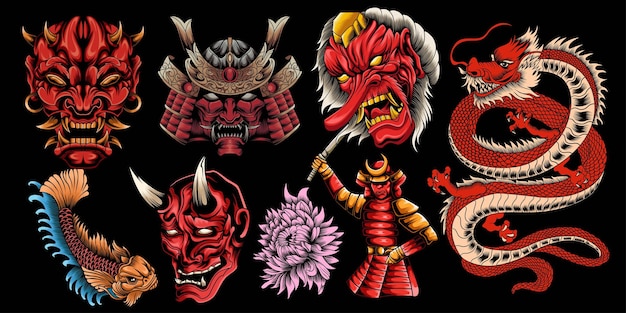 Kolorowe Wektorowe Ilustracje Wektorowe Samurai Clipart Do Motywu Japońskiego