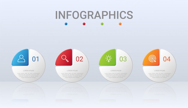 Kolorowej Linii Czasu Infographic Szablon Z 4 Krokami Na Szarym Tle, Ilustracja