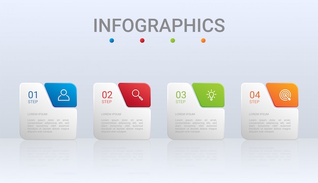 Kolorowej Linii Czasu Infographic Szablon Z 4 Krokami Na Szarym Tle, Ilustracja