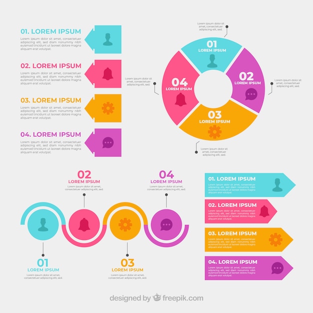 Kolorowi Infographic Elementy Inkasowi W Ręka Rysującym Stylu