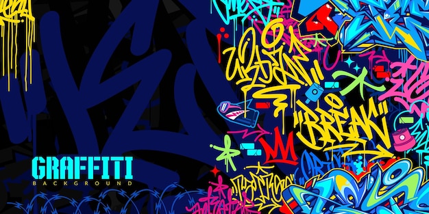 Kolorowy Abstrakcyjny Styl Miejski Hiphop Graffiti Street Art Wektor Ilustracja Tło