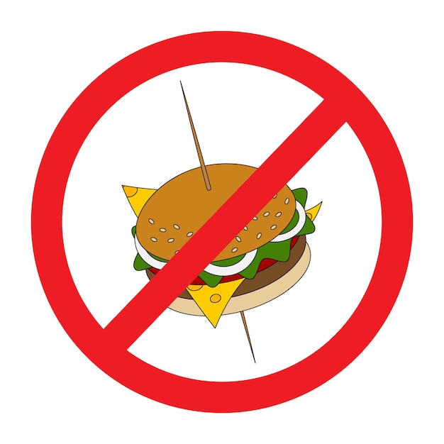 Kolorowy Amerykański Hamburger Pod Znakiem Zakazu Niezdrowe Jedzenie Fast Food Dzień Zdrowej żywności