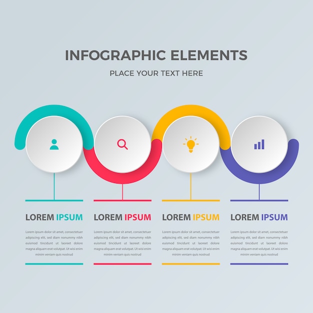Kolorowy Cztery Kroki Infographic Szablon