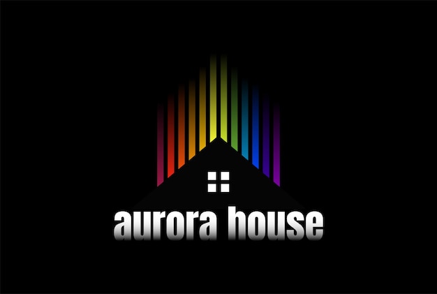 Kolorowy dom z korektorem tęczy lub Aurora dla Music Real Estate Logo Design Vector