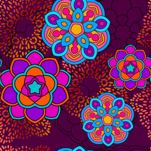 Kolorowy Gradient Mandala Wzór Z Kropkami. Tło Pięciokąta.