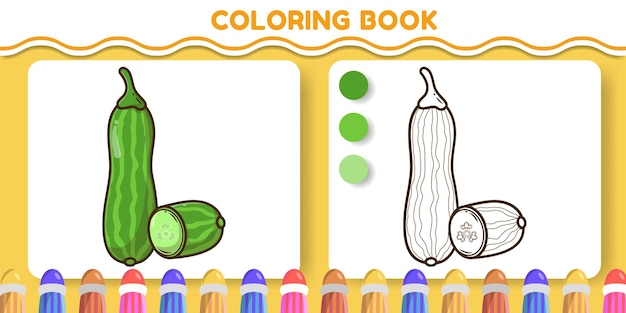 Kolorowy I Czarno-biały Ogórek Z Plastrami Ręcznie Rysowane Kreskówka Doodle Kolorowanka Dla Dzieci