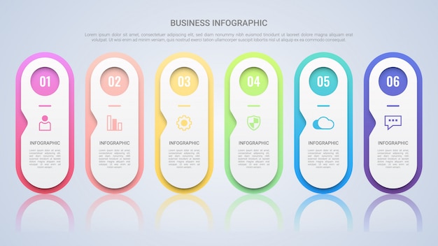 Kolorowy Infographic Szablon Dla Biznesu Z Sześć Krokami Multicolor Lael