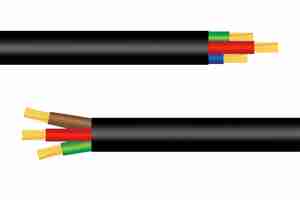 Plik wektorowy kolorowy kabel elektryczny trzy przewody. tło technologii. ilustracja wektorowa.