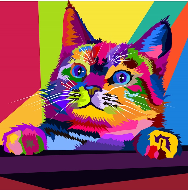 Wektor kolorowy kotek pop art portret