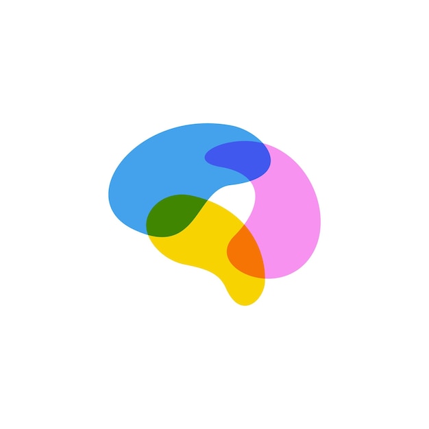 Kolorowy Mózg Nakładające Się Na Siebie Logo Wektor Ikona Ilustracja