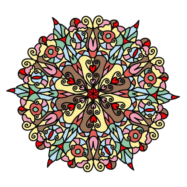 Kolorowy Okrągły Ornament Geometryczny Okrągła Mandala Do Kolorowania