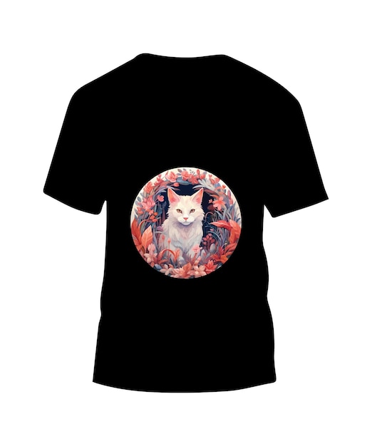 Plik wektorowy kolorowy okrągły projekt koszulki dla kotów
