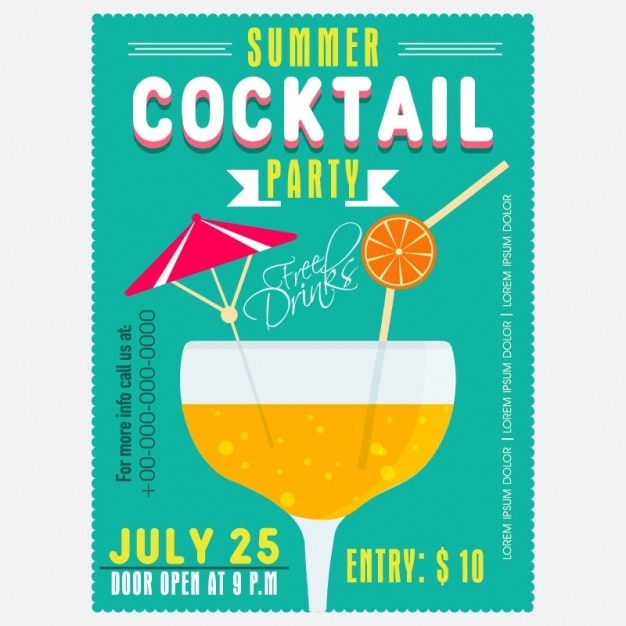 Kolorowy plakat szablon na cocktail party