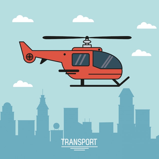 Kolorowy Plakat Transportu Lotniczego Z Helikoptera W Locie