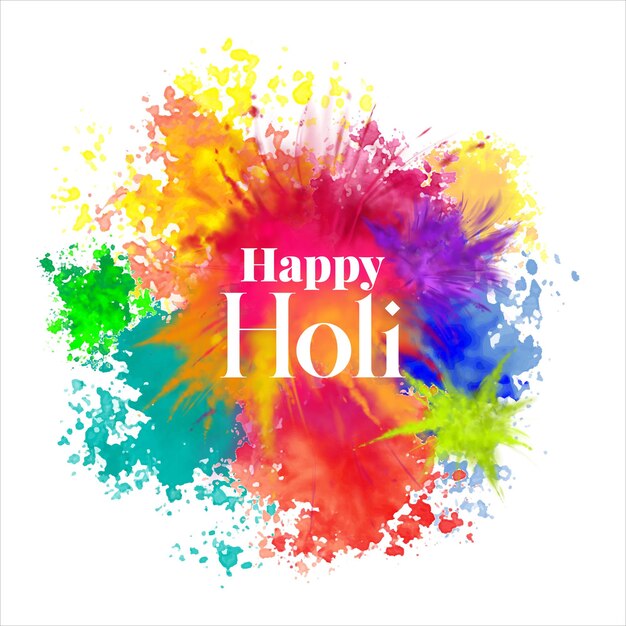 Plik wektorowy kolorowy plusk, festiwal holi z tekstem happy holi