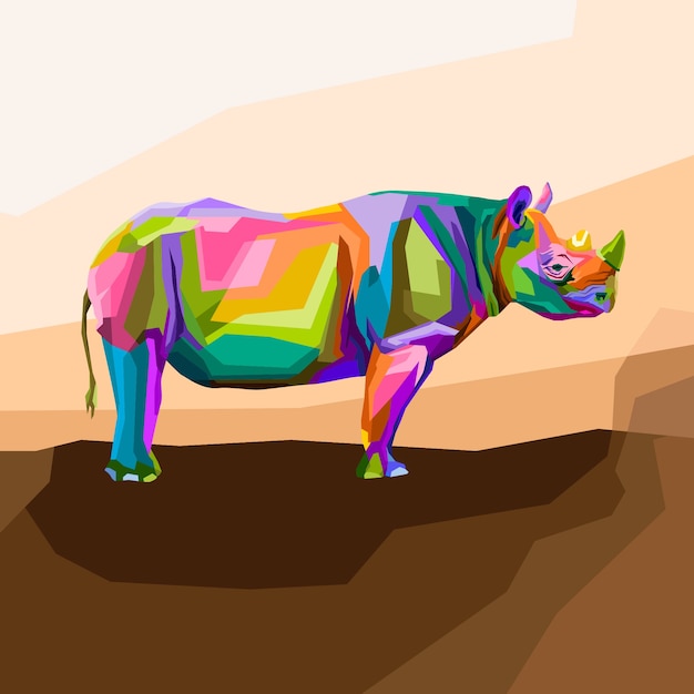 Plik wektorowy kolorowy portret pop-artu nosorożca