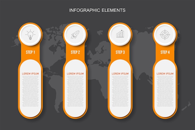 Kolorowy Projekt Elementów Infografiki Z 4 Opcjami.