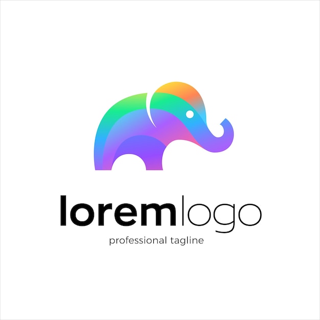 Plik wektorowy kolorowy projekt logo małego słonia