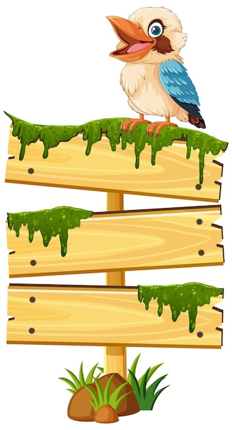 Plik wektorowy kolorowy ptak na drewnianym słupie