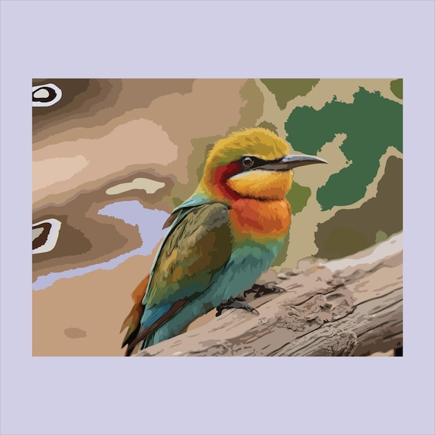 Plik wektorowy kolorowy ptak siedzi na gałęzi w lesie latający ptak różne
