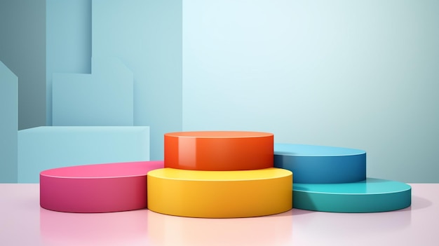 Plik wektorowy kolorowy stos okrągłych pudełek z jednym, który mówi kolor