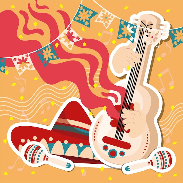 Plik wektorowy kolorowy styl muzyczny mariachi koncepcyjny tło ilustracja wektorowa