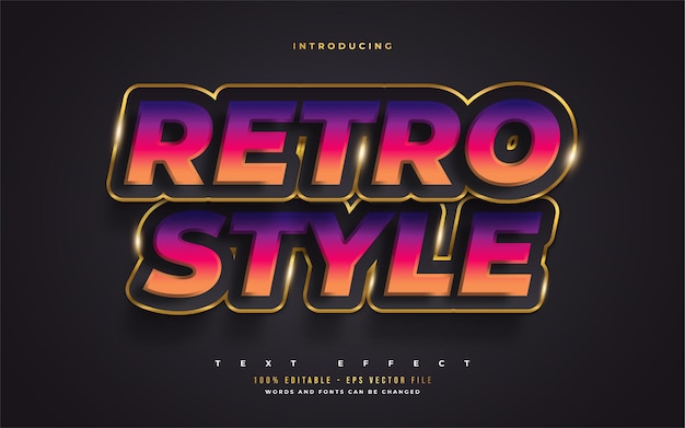 Kolorowy styl tekstu retro z wytłoczonym efektem. Edytowalny efekt stylu tekstu
