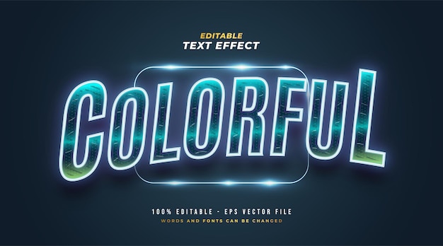 Kolorowy świecący efekt stylu tekstu Neon. Edytowalny efekt stylu tekstu