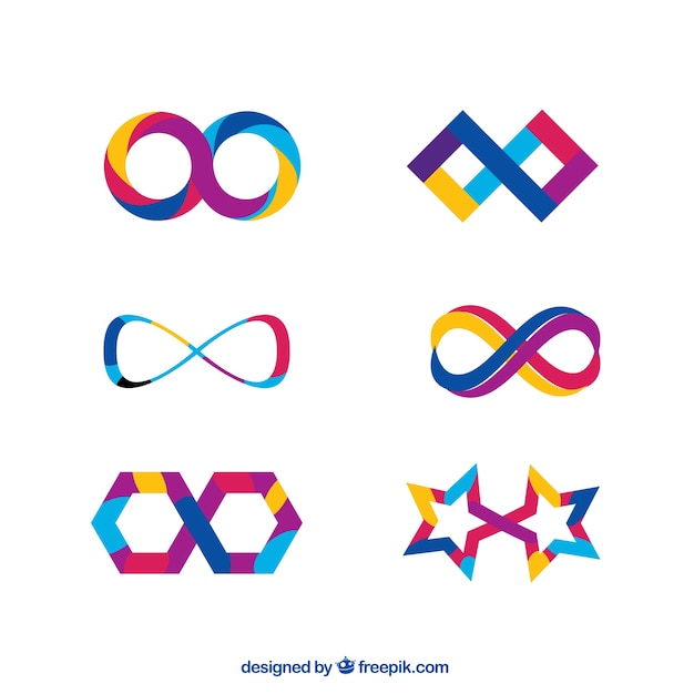 Kolorowy symbol kolekcja nieskończoności