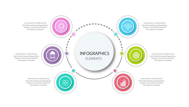 Kolorowy Szablon Infografiki 6 Opcji.
